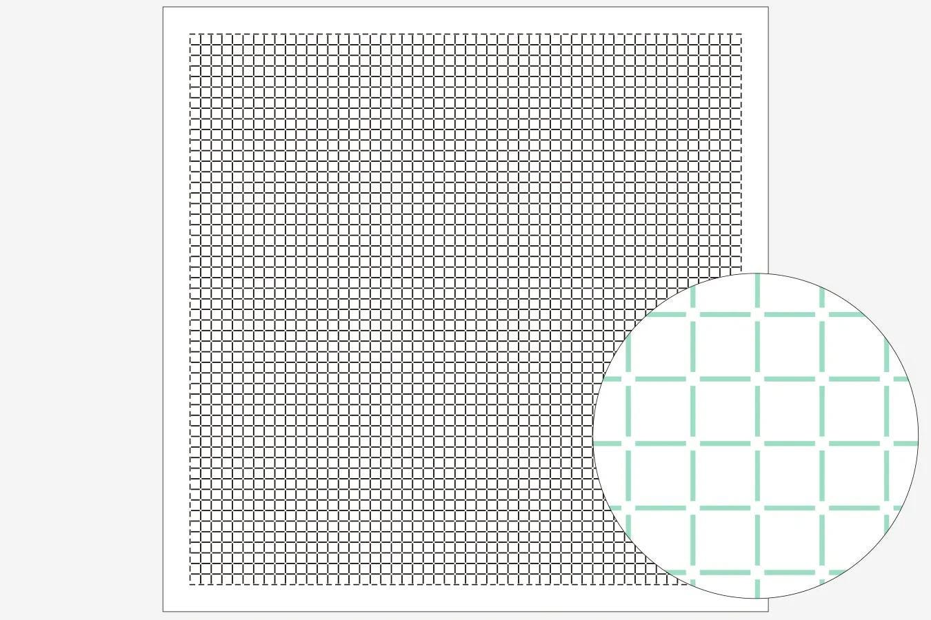 a square grid with a white background and a green grid pattern overlaid on it.