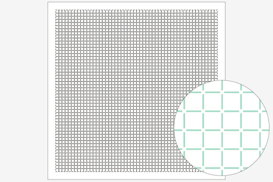 a square grid with a white background and a green grid pattern overlaid on it.