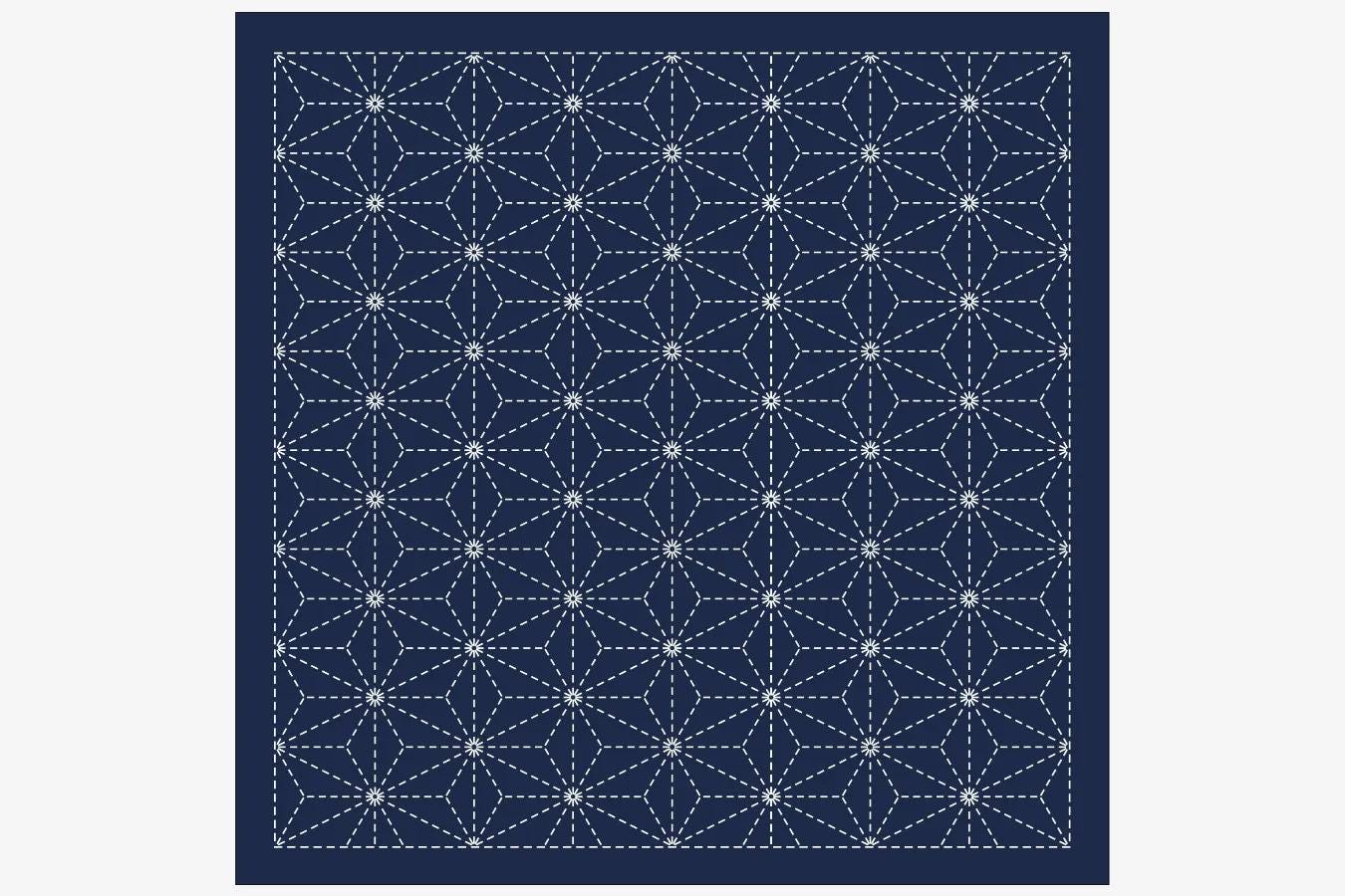 a repeating pattern of white dots arranged in a diamond shape on a navy blue background.