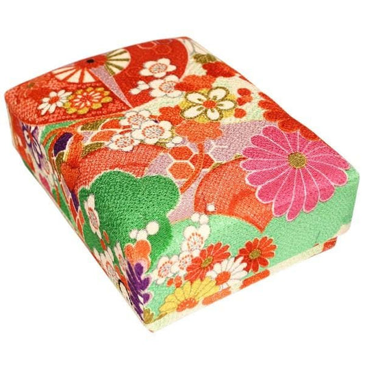 a colorful, patterned box with a floral design.