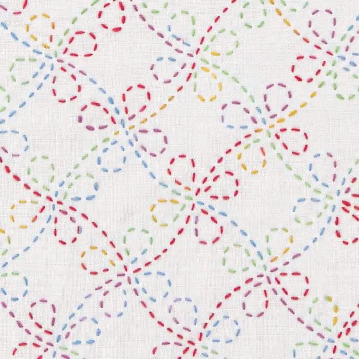 a repeating pattern of colorful flowers or butterflies, with each flower or butterfly having a unique color and design. The pattern is composed of numerous small dots or lines that create a visually striking and intricate design.