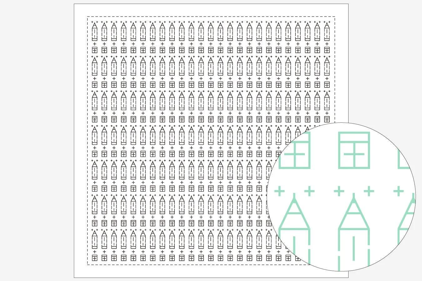 a grid of black and white geometric shapes, resembling a pattern or design. The grid is composed of numerous small squares and rectangles, creating a visually striking and intricate pattern. The image is not described in detail, and the focus is on the geometric shapes and their arrangement.