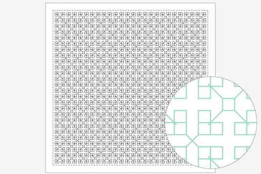 a square grid of small squares, with a circular pattern of green squares overlaid on the grid.