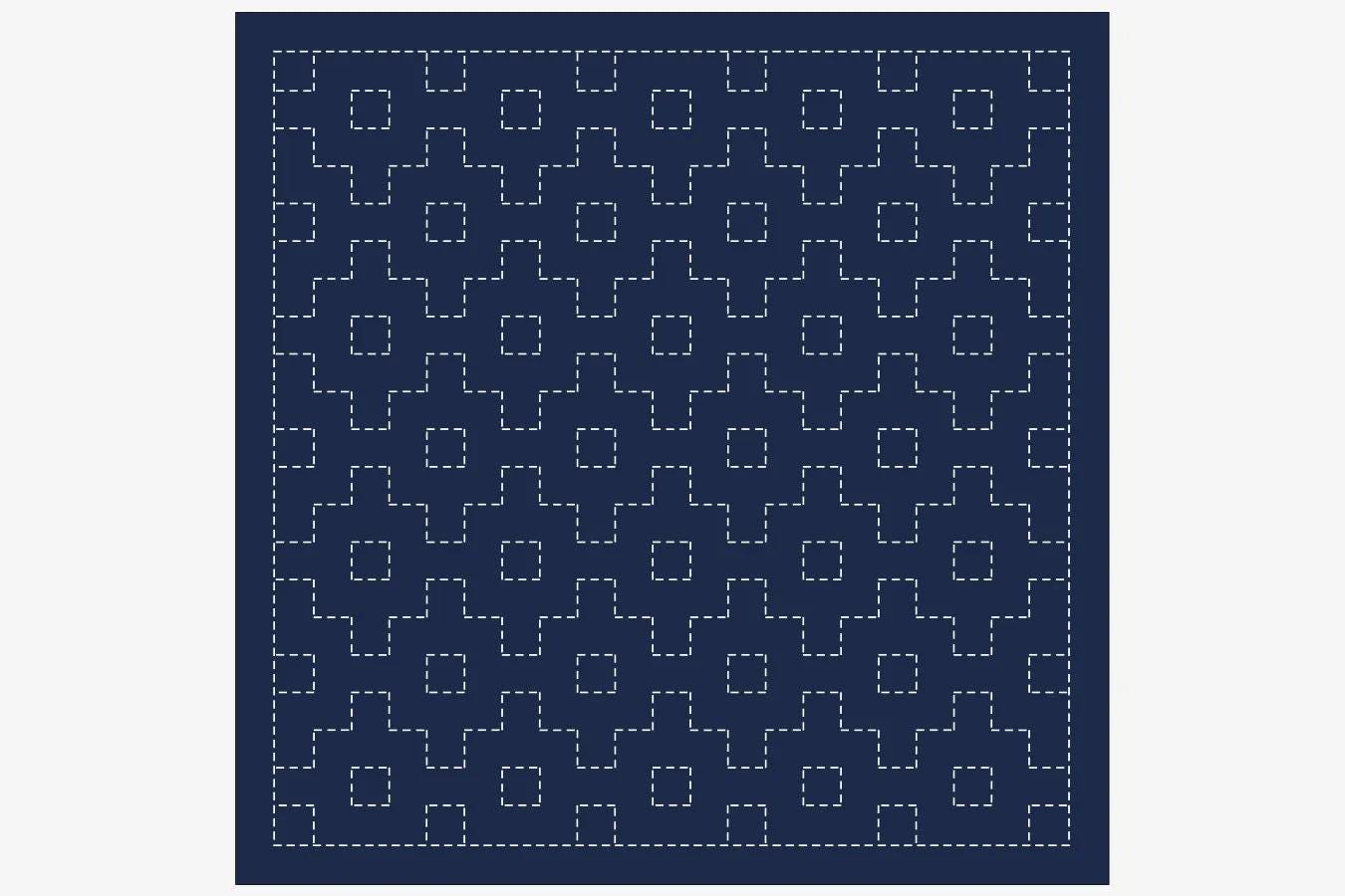 a repeating pattern of white dots arranged in a grid-like fashion on a navy blue background.
