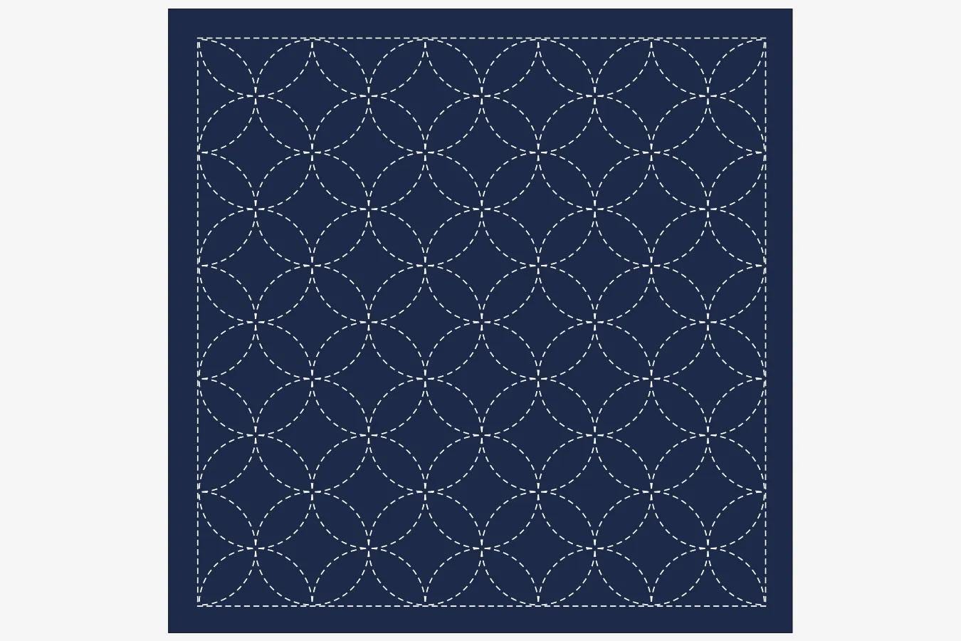 a repeating pattern of white circles on a navy blue background.