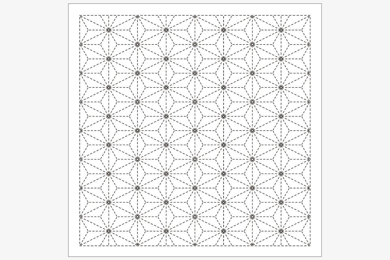 a repeating pattern of black dots and lines, creating a geometric design.