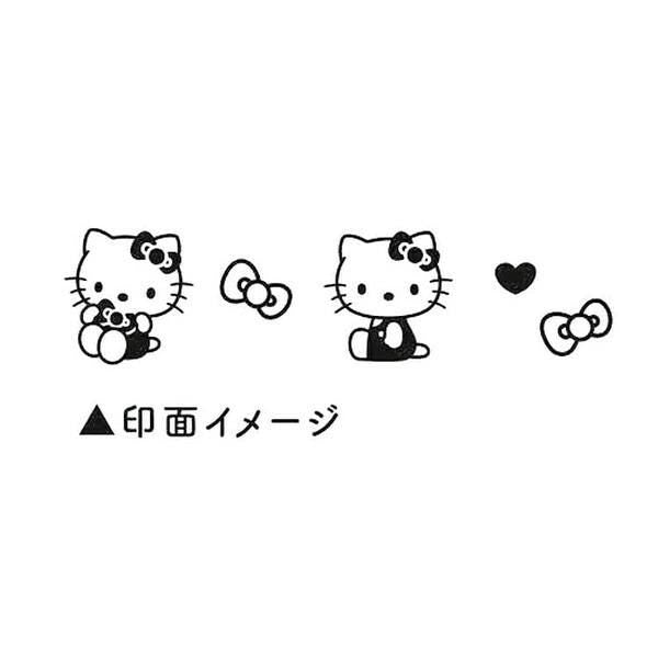 two Hello Kitty characters, each holding a bow tie, and a heart shape in the background. There is also some Japanese text below the image.