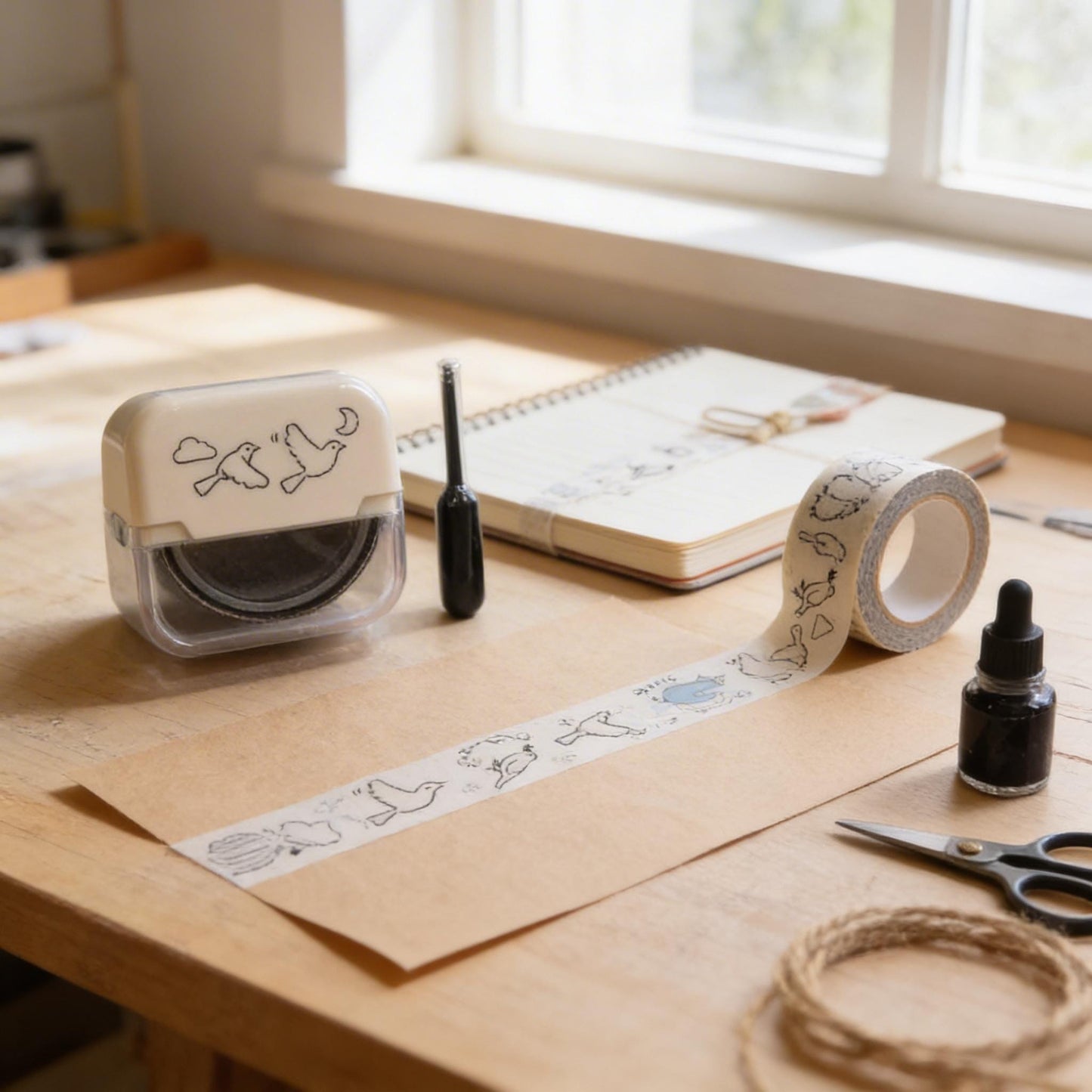 Craft Bird Rolling Stamp, Cute Pattern (Approx. 47x47mm)