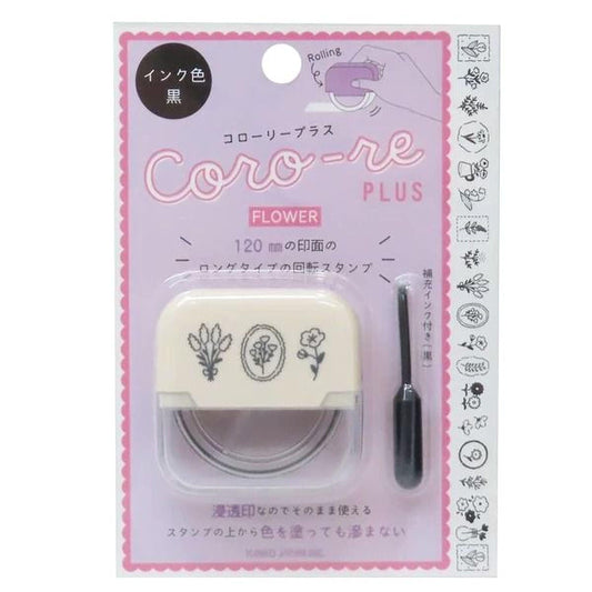a package for a product called the "Coro-re Plus Flower". The package has a pink background with Japanese text and illustrations.
