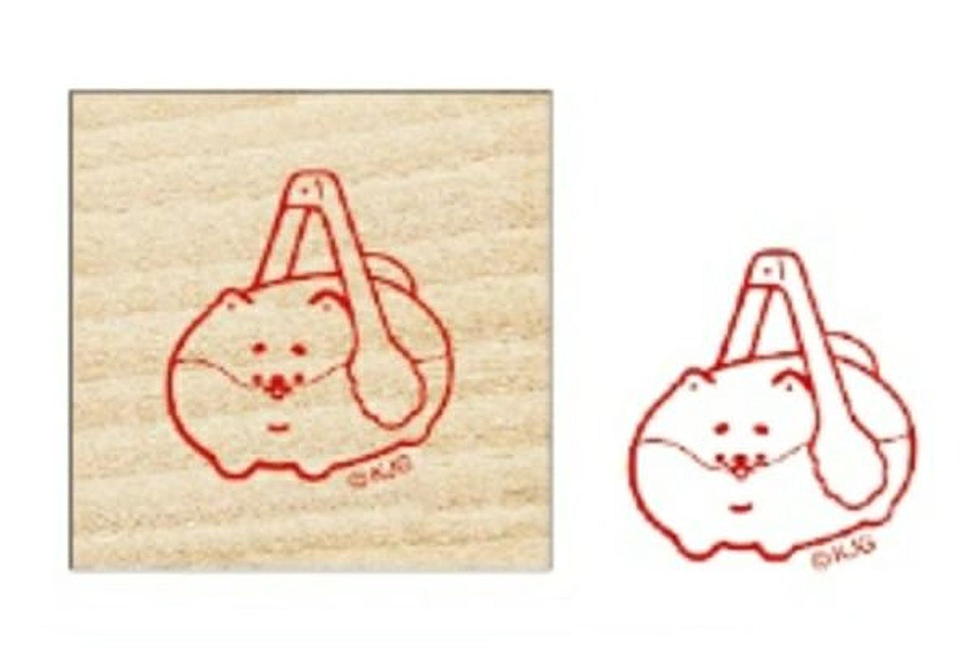 two red illustrations of a cat, one larger and one smaller, both depicting the cat with a spoon.