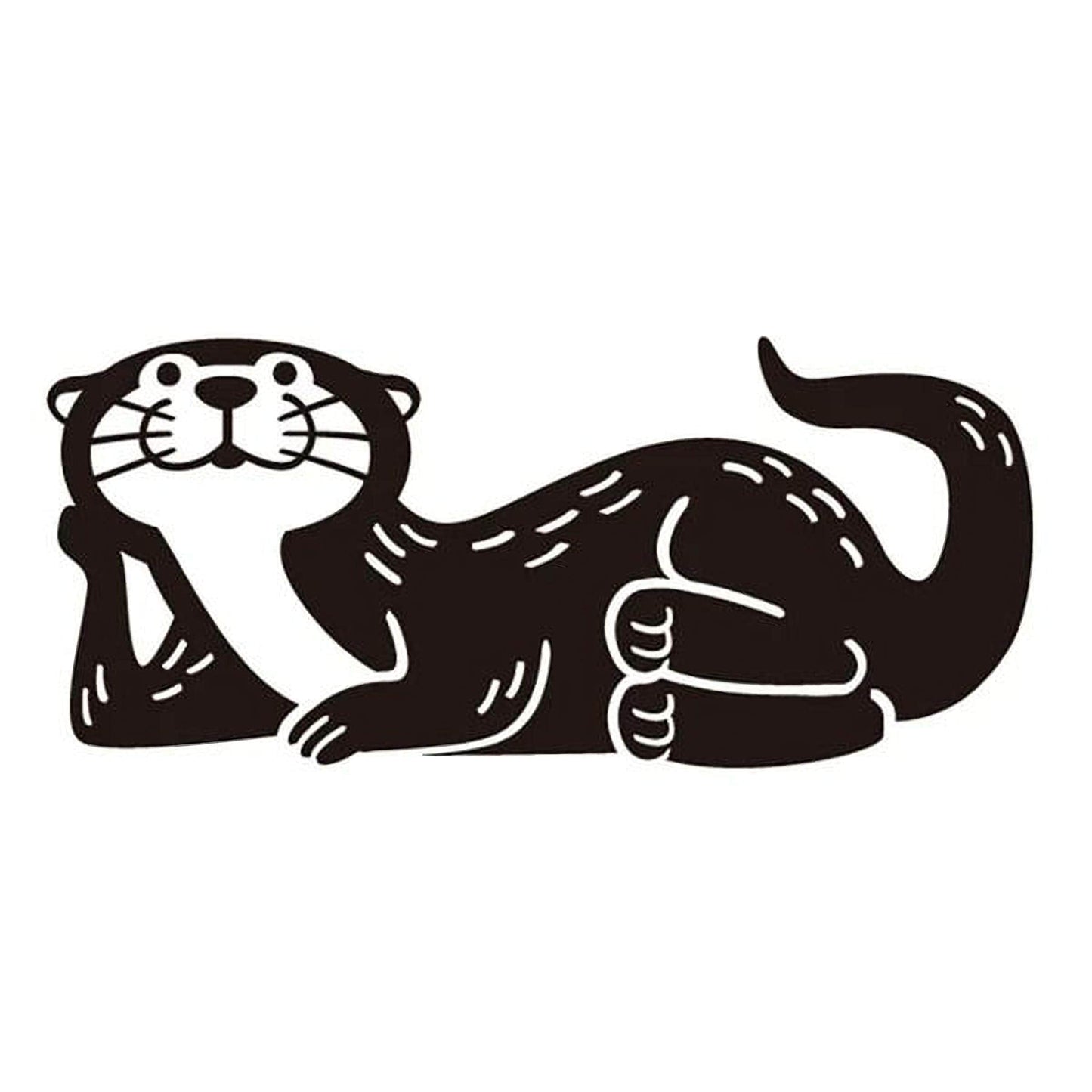 A black and white illustration of an otter.