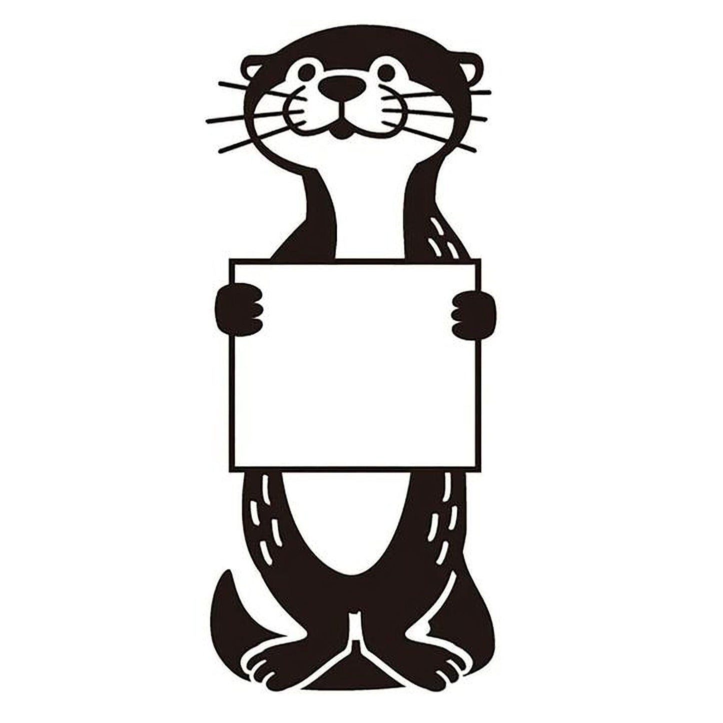 A cartoon illustration of an otter holding a blank sign.