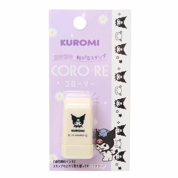 A white eraser with a black and white design featuring a character from the Hello Kitty franchise.
