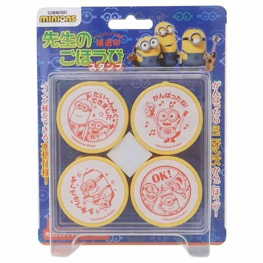 The image is a product packaging for four stickers featuring the characters from the movie "Despicable Me".
