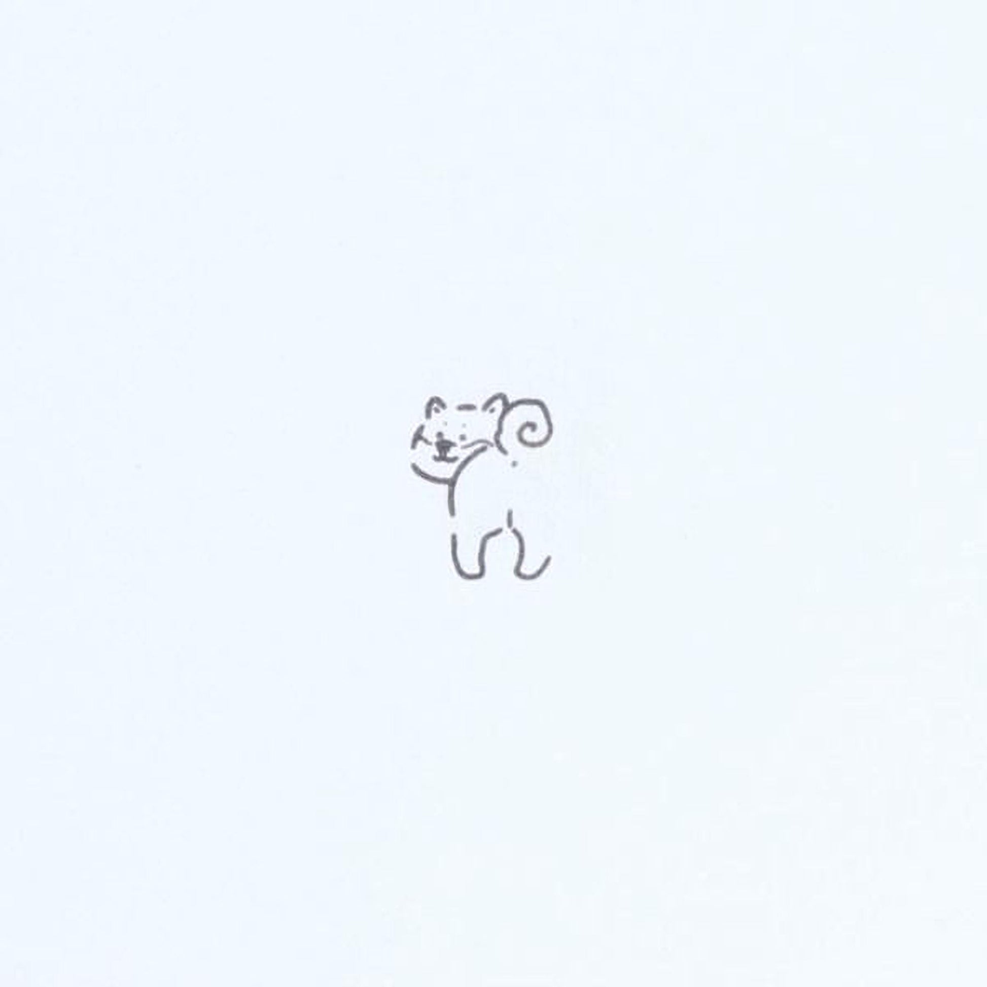 A simple line drawing of a small bear.