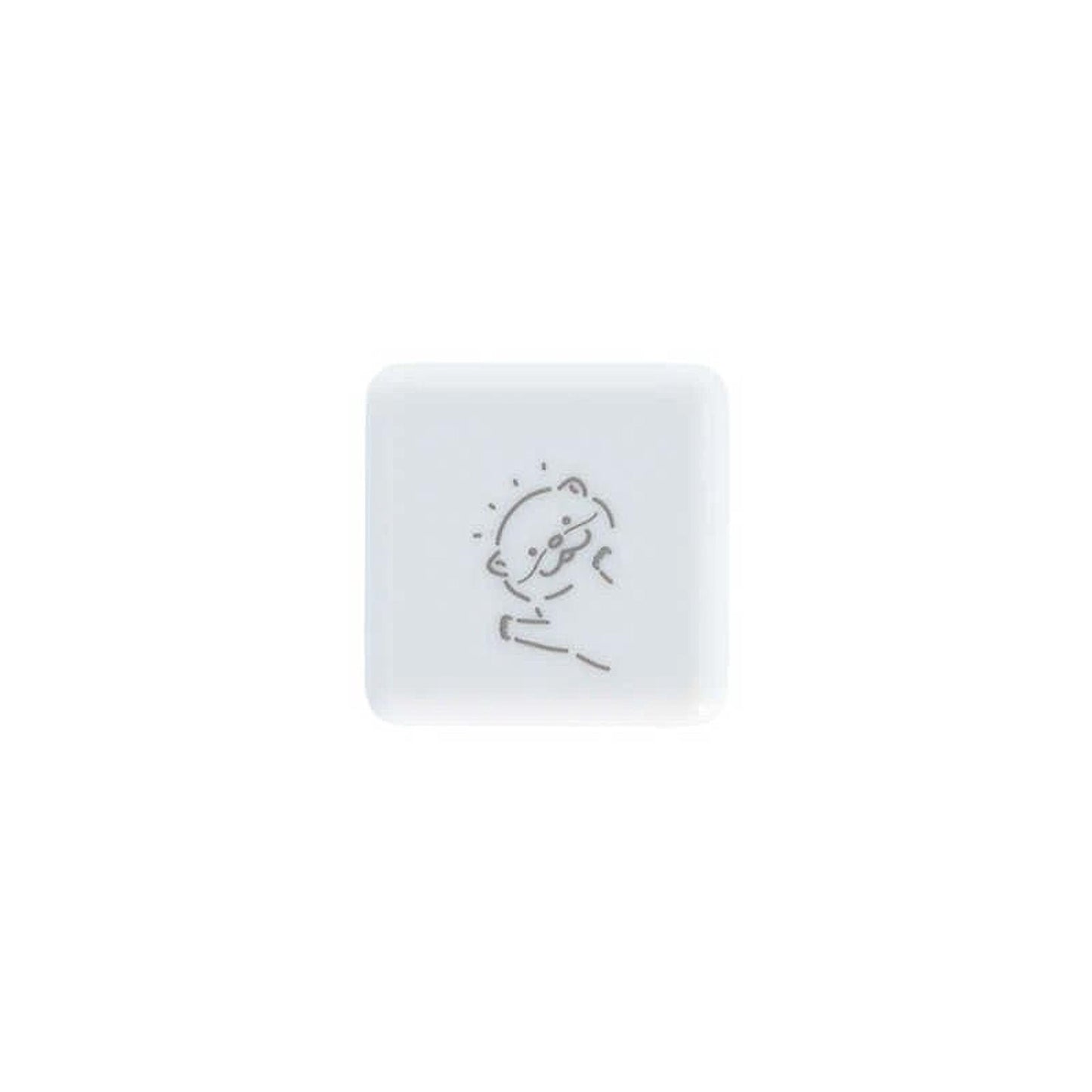 A white square with a simple black line drawing of a bear on it.