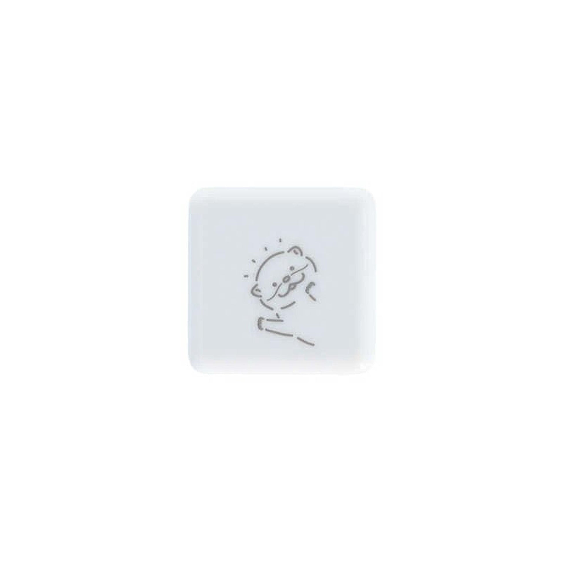 A white square with a simple black line drawing of a bear on it.