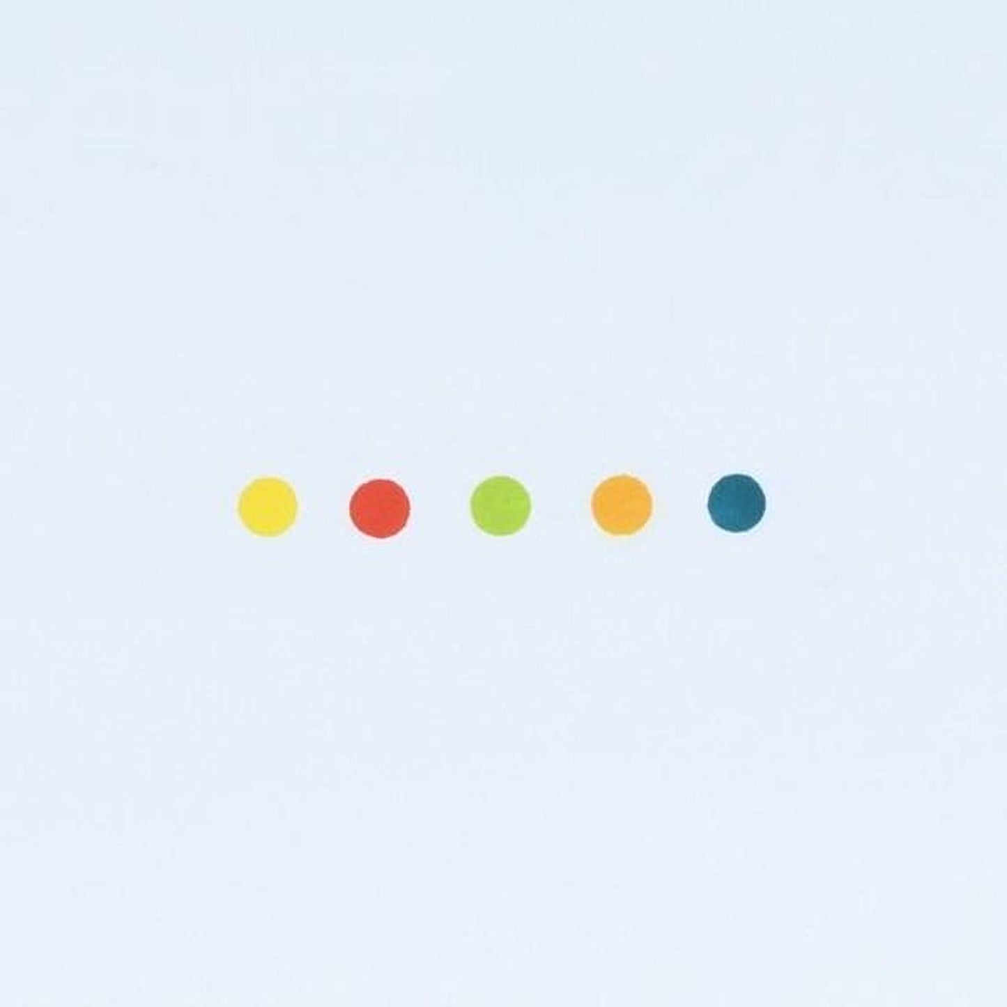 A row of five colorful dots against a light blue background.