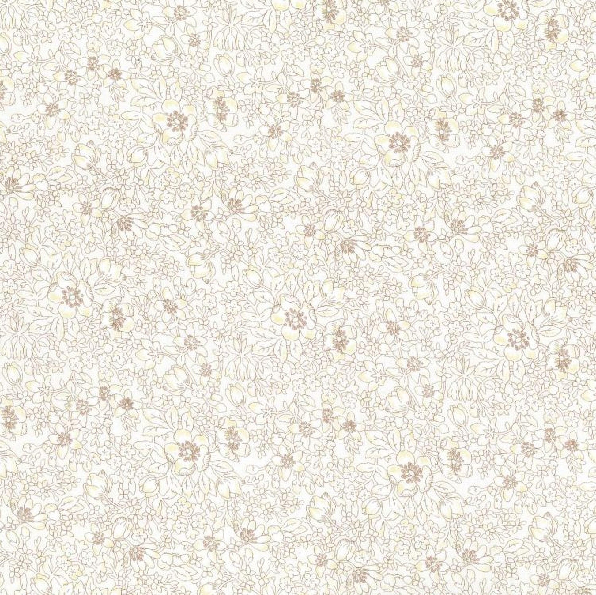 The image is a repeating pattern of small brown flowers and leaves, creating a visually appealing and intricate design.