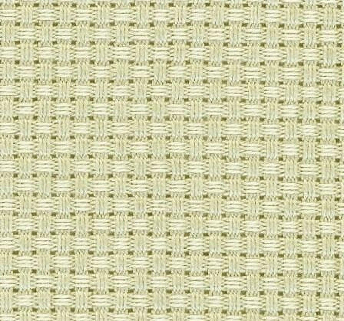 a close-up view of a woven fabric with a repeating pattern of squares or rectangles in various shades of beige.