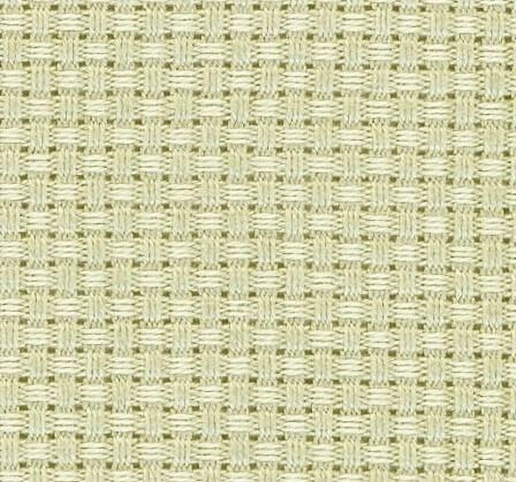 a close-up view of a woven fabric with a repeating pattern of squares or rectangles in various shades of beige.