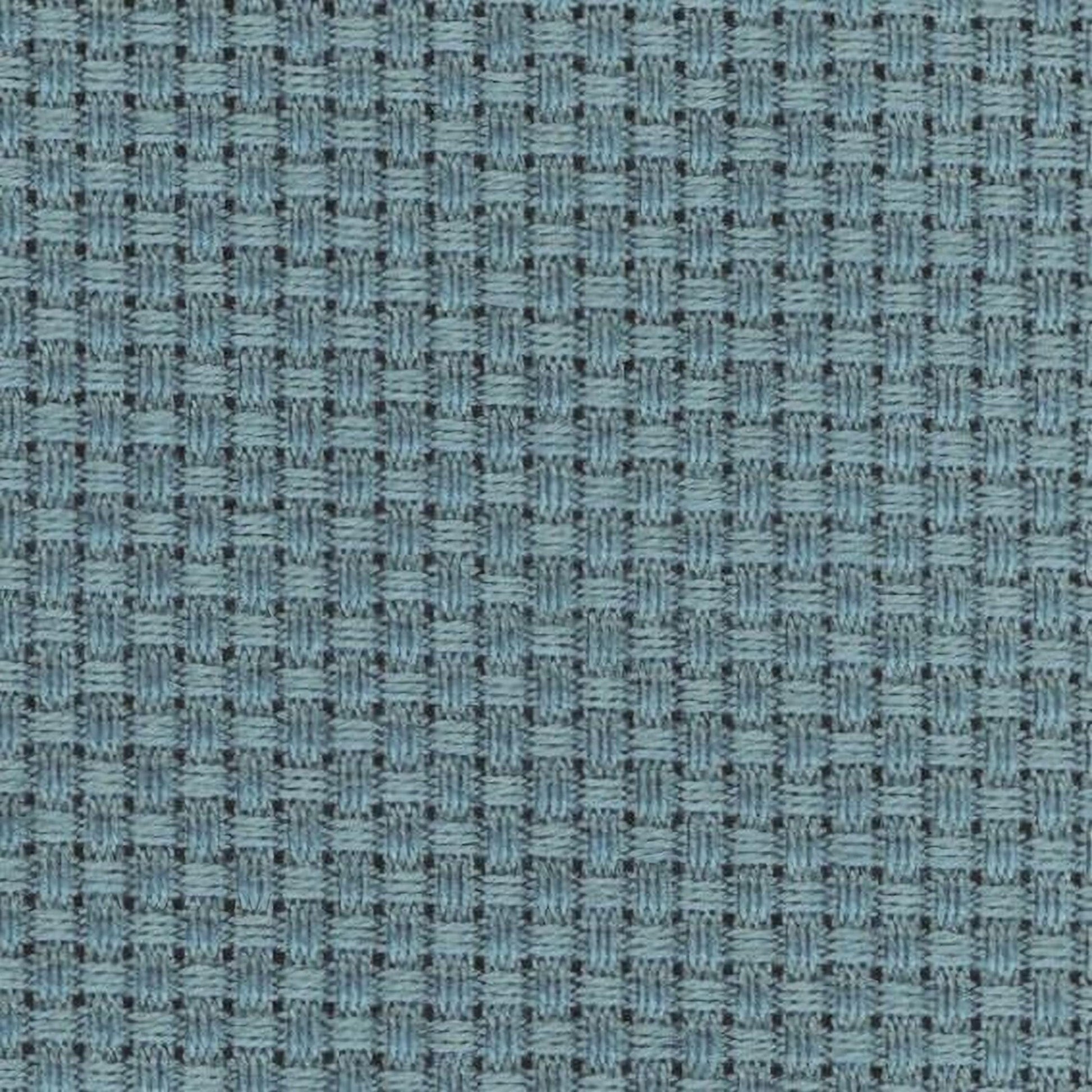 a close-up view of a fabric with a woven pattern in shades of blue. The fabric appears to be made of a material with a grid-like texture, creating a visually interesting and textured appearance.