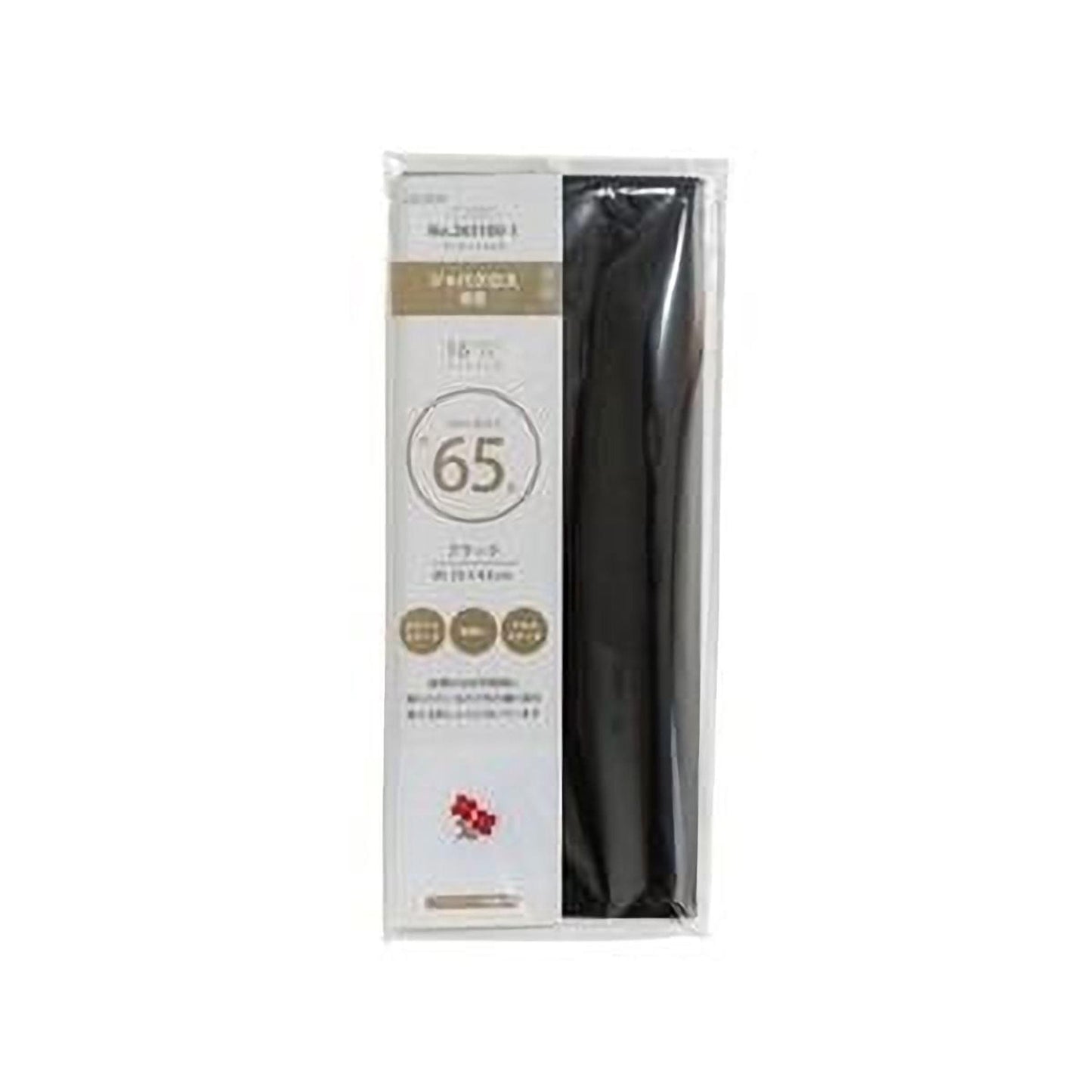 A package of black fabric with a label indicating it is a product from the brand "No.3115100-1" and has a temperature range of "16°C" to "65°C".