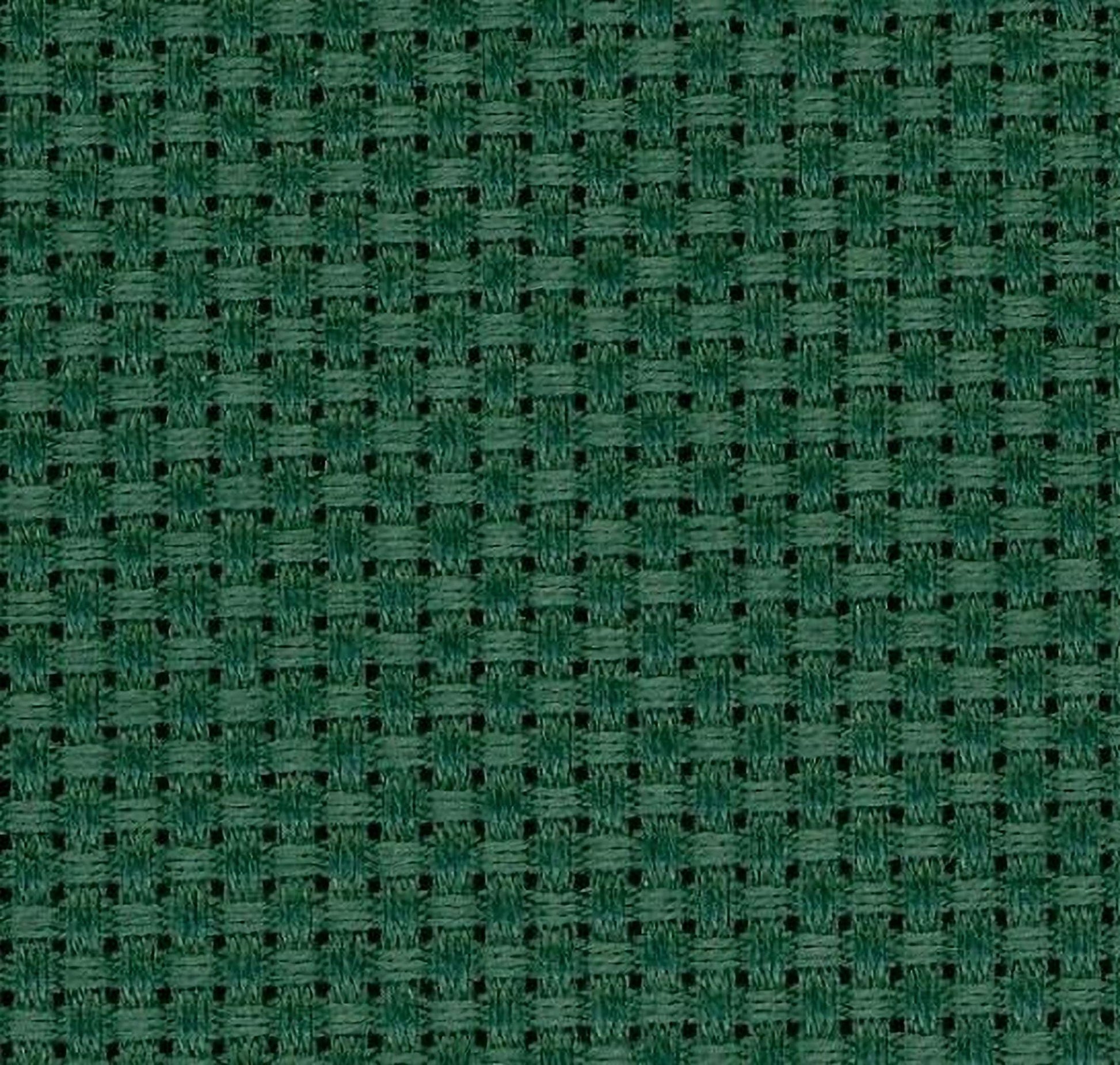 a close-up view of a green woven fabric with a grid-like pattern.
