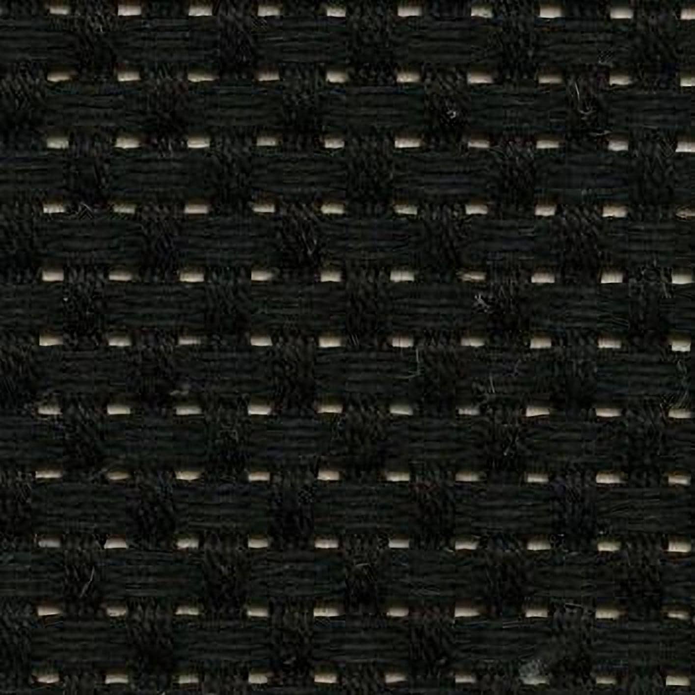a close-up view of a black woven fabric with a repeating pattern of small white squares or rectangles.