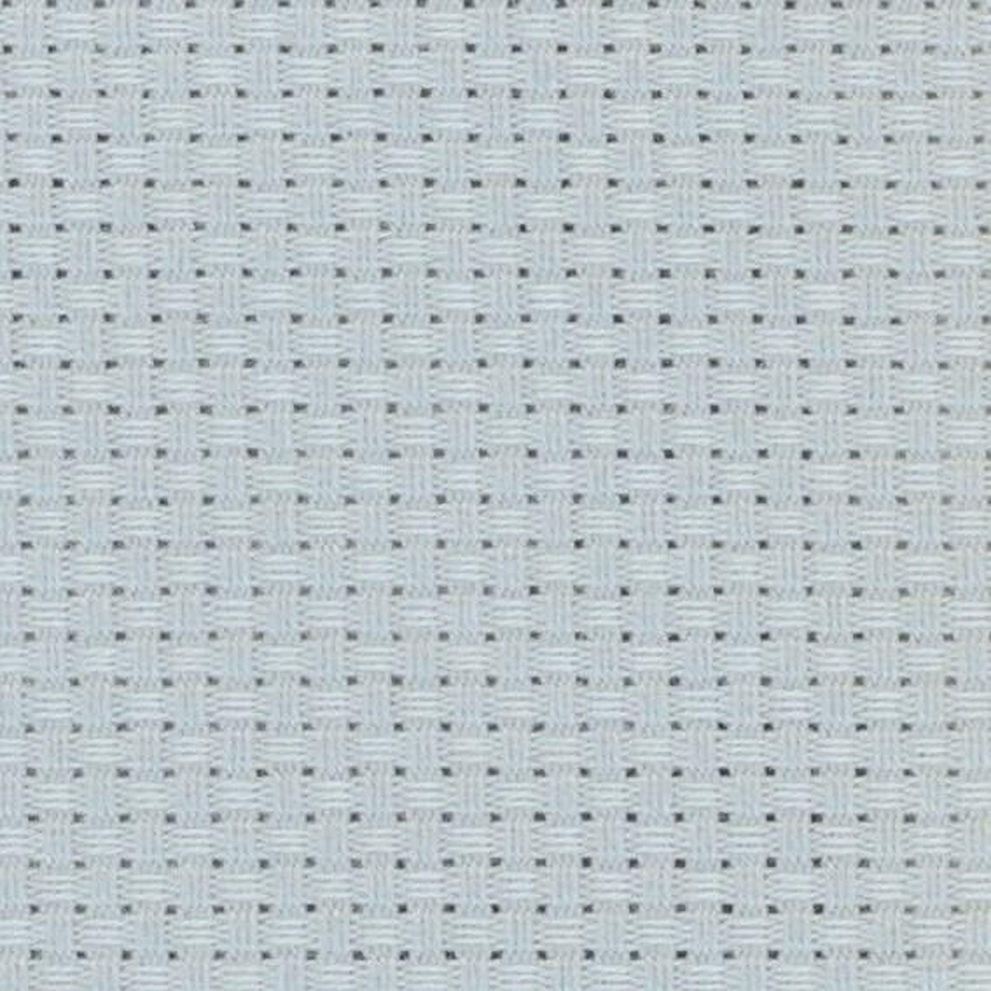 The image is a close-up of a light blue woven fabric with a repeating pattern of small squares or rectangles.