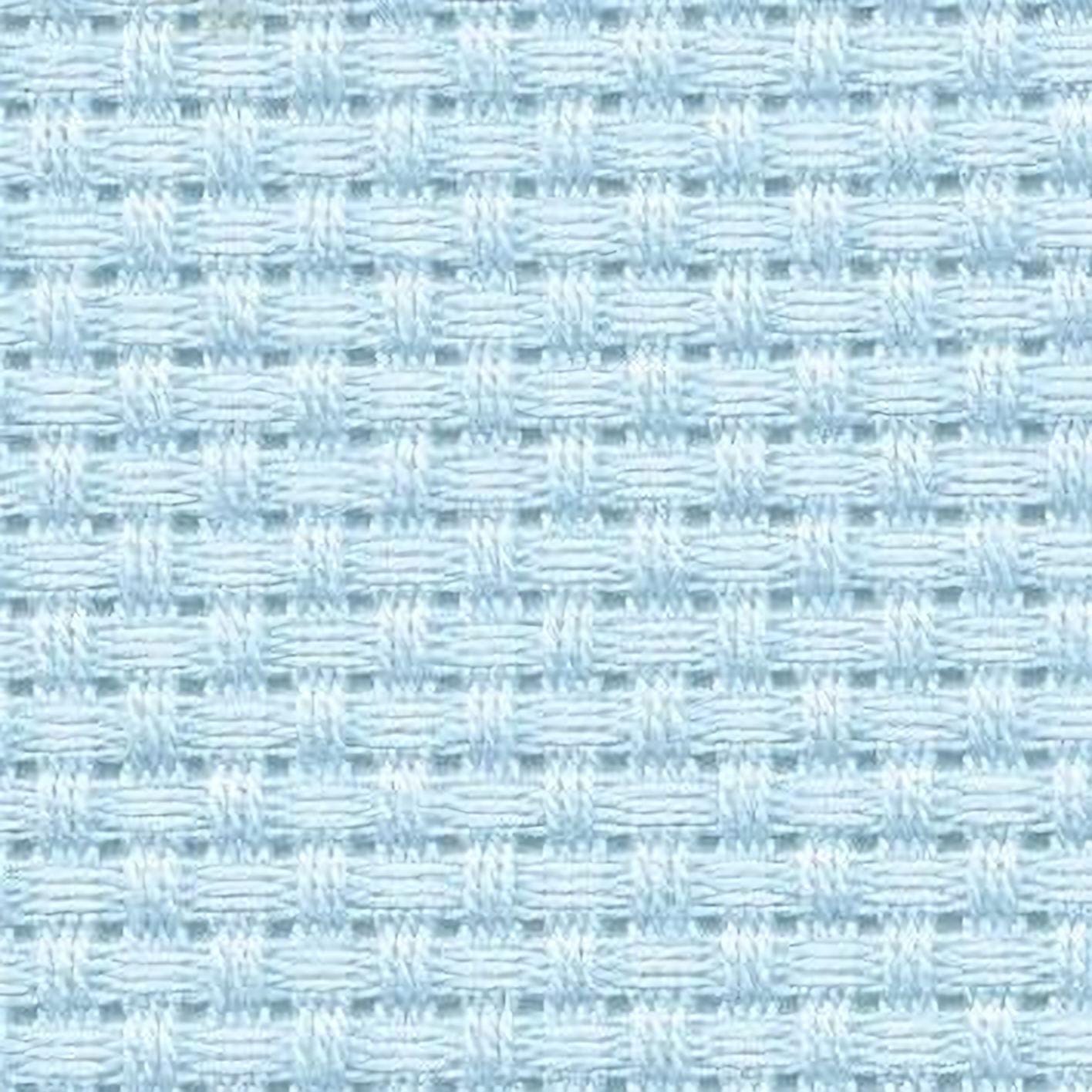 a close-up view of a light blue woven fabric with a repeating pattern of small squares or rectangles.
