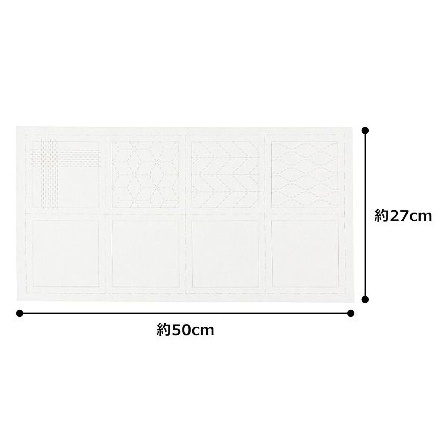 The image is a white square with six smaller squares arranged in a grid pattern, and there are measurements provided.