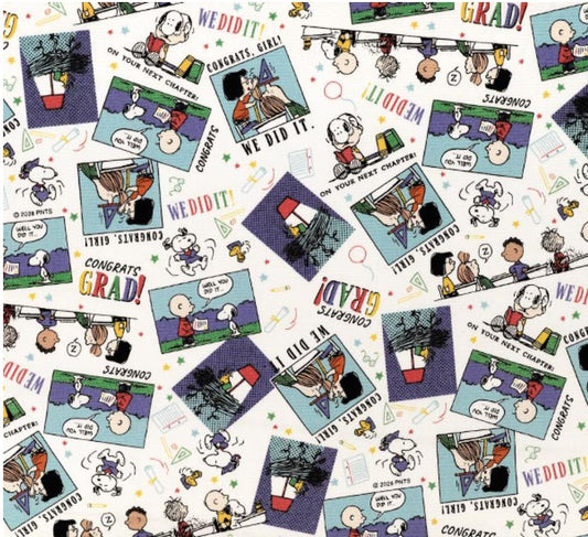 The image is a collage of various cartoon images featuring characters from the Peanuts comic strip, including Snoopy and his friends. The images depict Snoopy and his friends in different situations, such as celebrating a graduation or congratulating someone. The collage is filled with a variety of colors and styles, creating a vibrant and dynamic visual representation of the Peanuts characters.