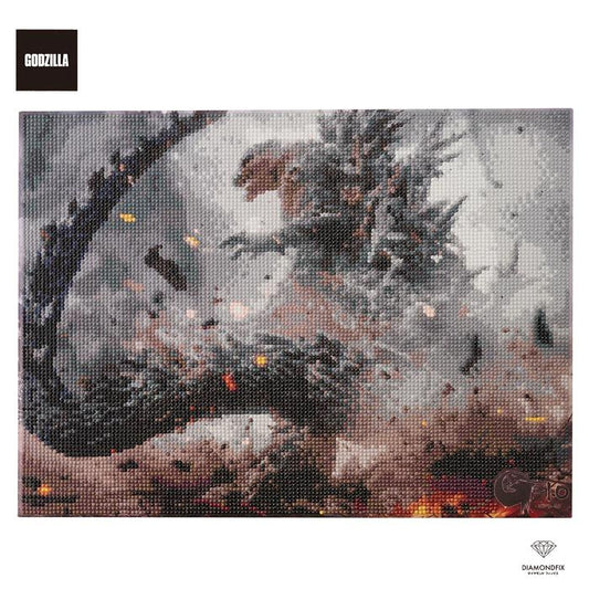 a large, menacing-looking creature with sharp teeth and claws, surrounded by a chaotic and fiery environment.