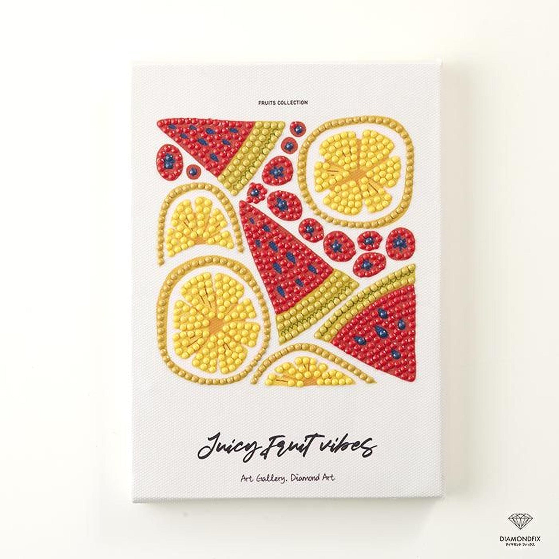 The image is a vibrant and colorful illustration of various fruits, including watermelon, lemon, and berries, arranged in a visually appealing manner.