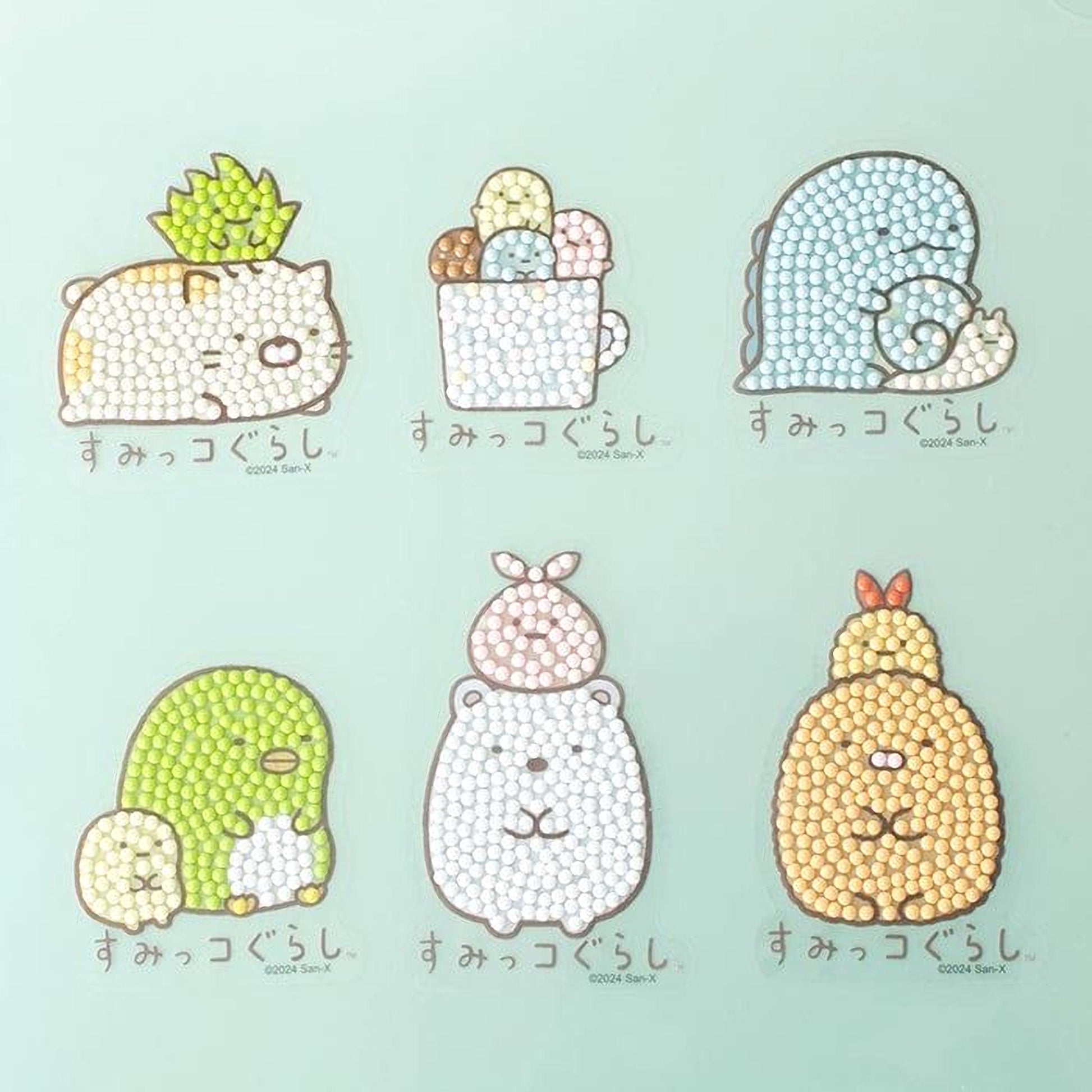 six cute, colorful cartoon animal characters, each with a unique design and style, arranged in a grid-like pattern.