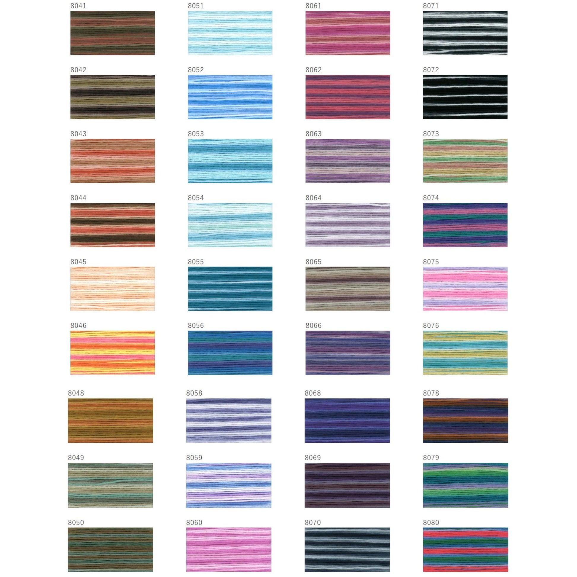 a grid of 24 different color swatches, each representing a unique color pattern.
