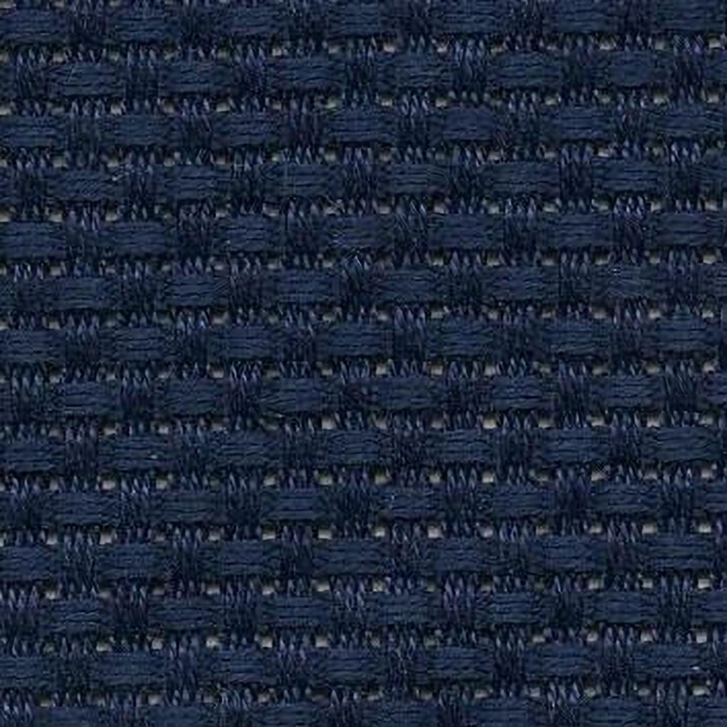 a close-up view of a dark blue woven fabric with a grid-like pattern.