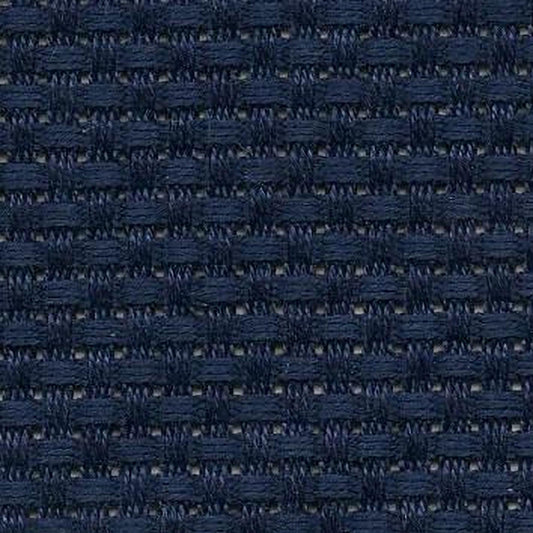 a close-up view of a dark blue woven fabric with a grid-like pattern.