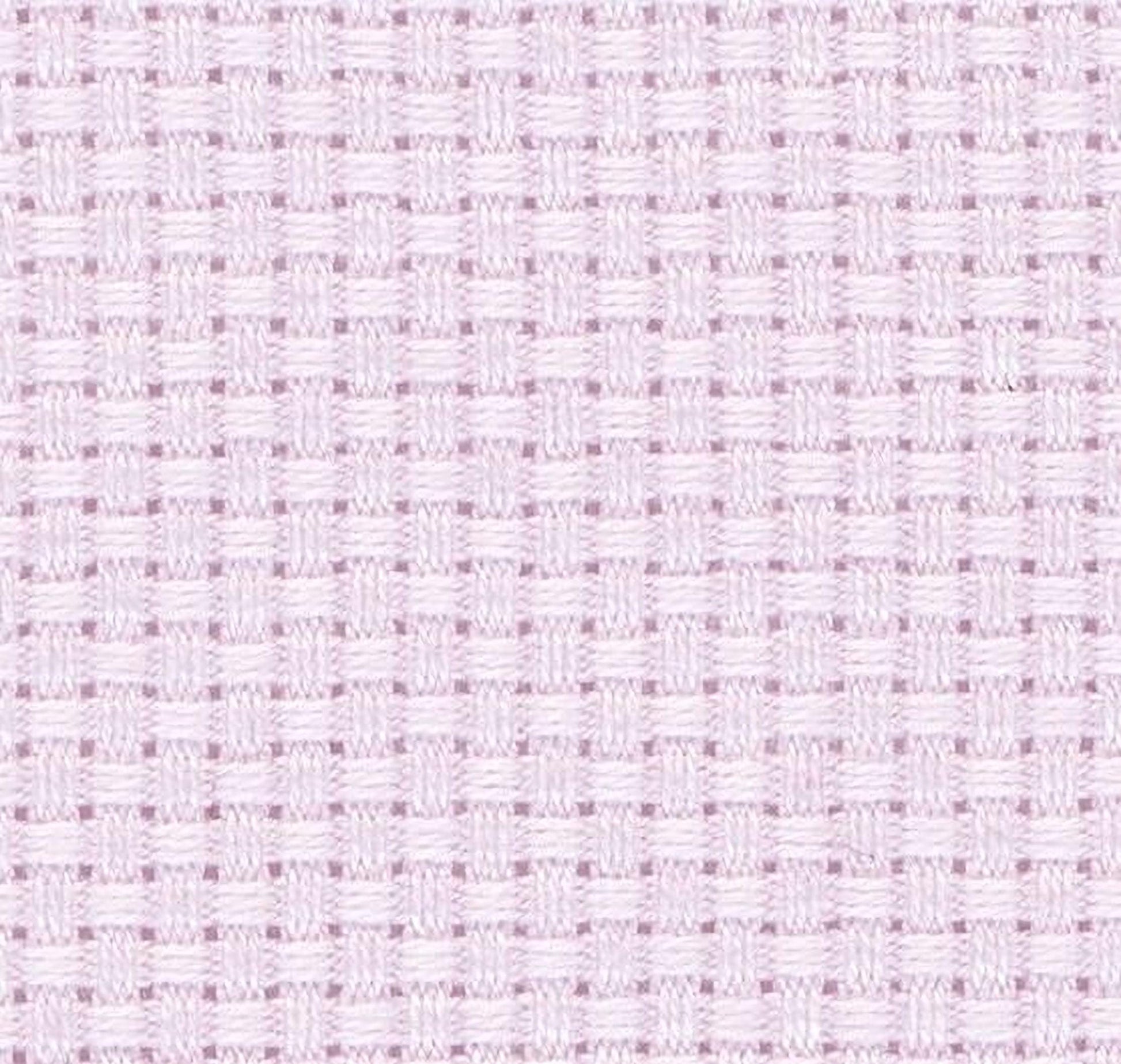 a close-up view of a fabric with a pink woven pattern. The fabric appears to be made of a light-colored material, possibly cotton or linen, and has a grid-like texture. The image does not contain any text or other discernible objects or actions.