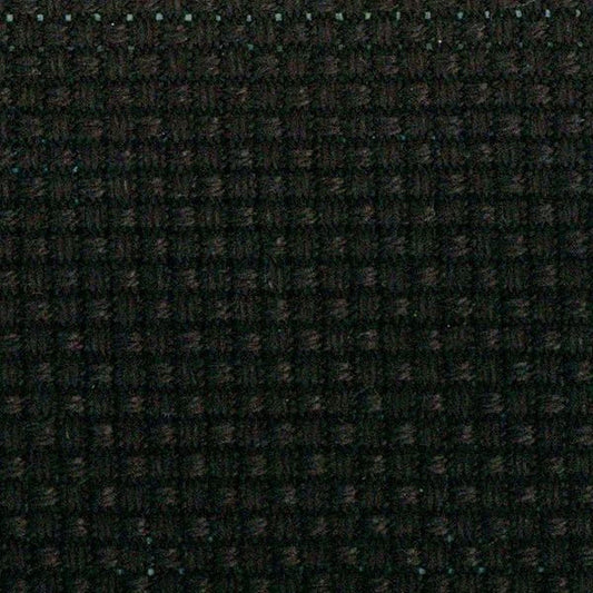 The image is a close-up of a dark, textured fabric with a grid-like pattern.