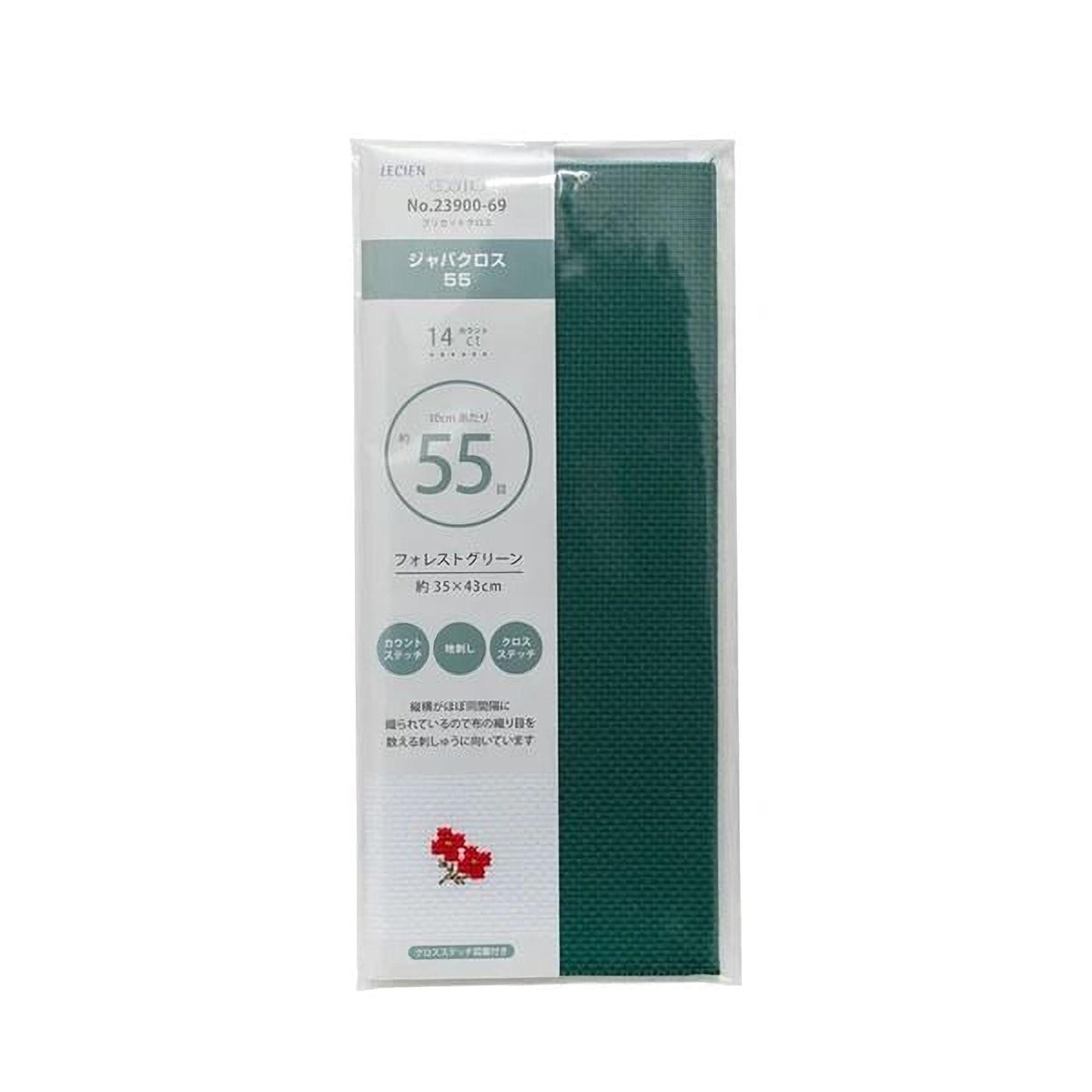 The image is a product packaging for a green fabric, specifically a green mesh material.
