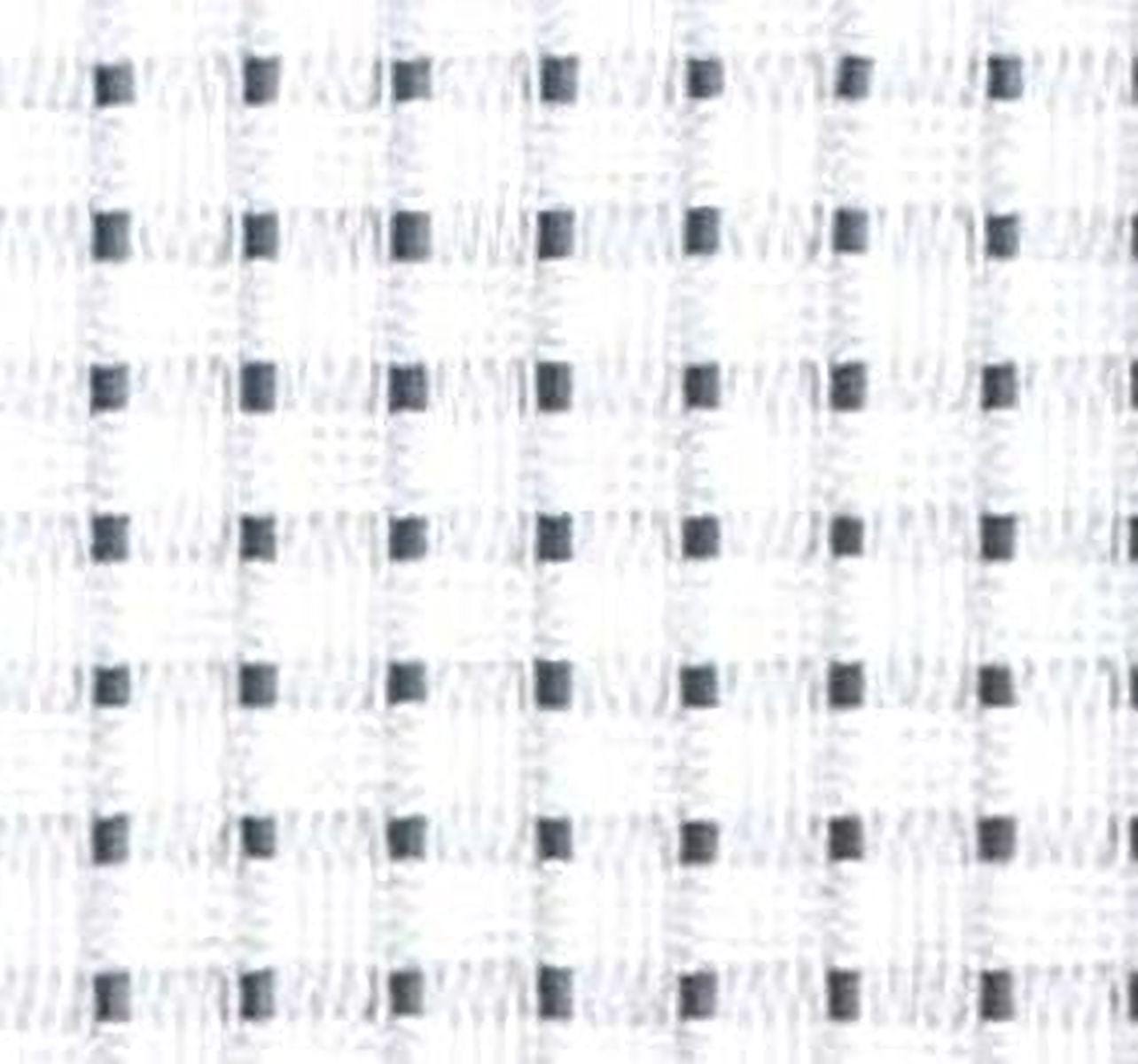 The image is a close-up of a white fabric with a black grid pattern, creating a visually striking contrast.