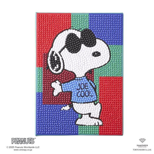 A collage of images depicting the character Snoopy from the Peanuts comic strip, with Snoopy wearing sunglasses and a blue shirt with the text "Joe Cool!"