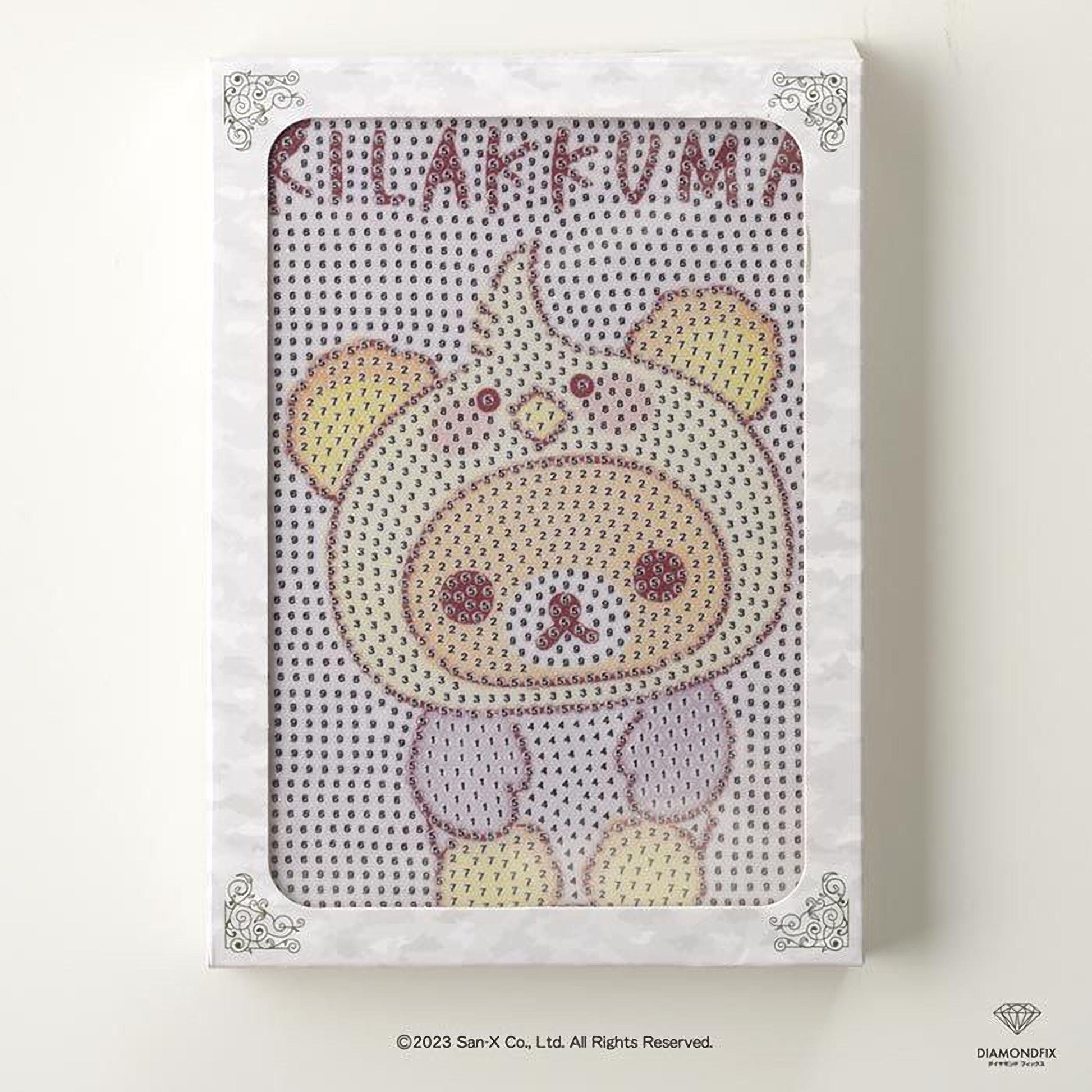 a framed artwork depicting a cartoon character with a patterned design.