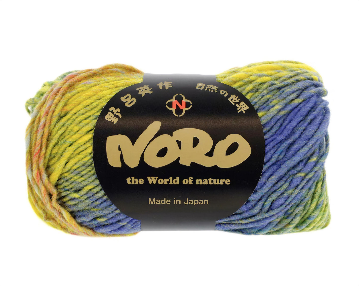 A ball of multicolored yarn with a label that reads "NERO the World of nature Made in Japan".