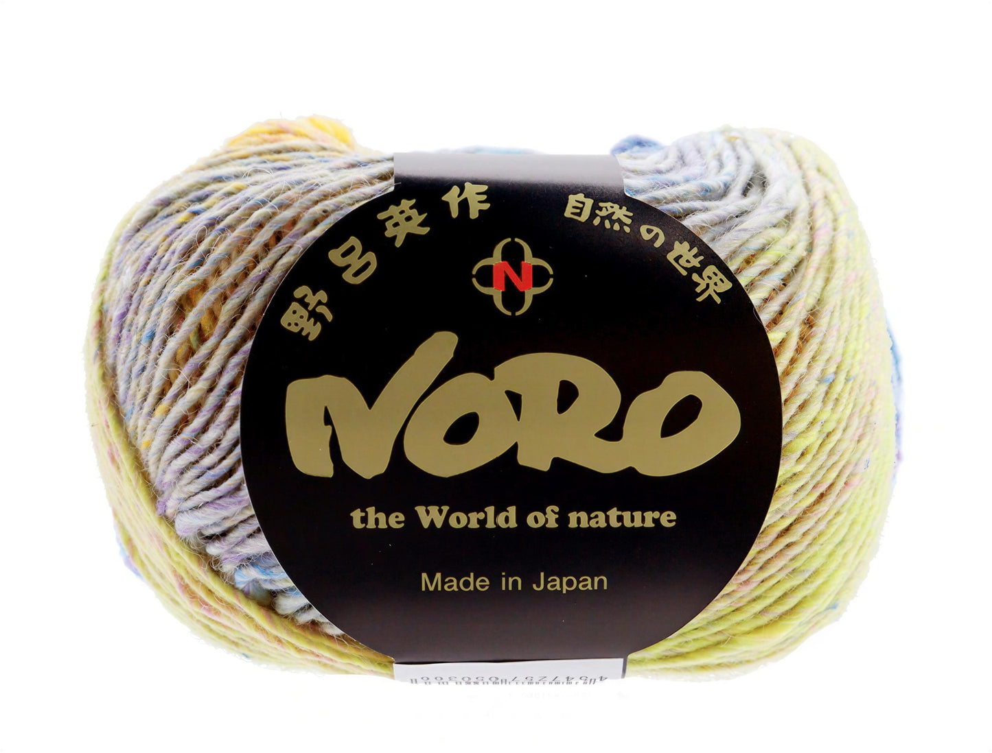 A ball of yarn with a label that reads "NORO the World of nature Made in Japan".