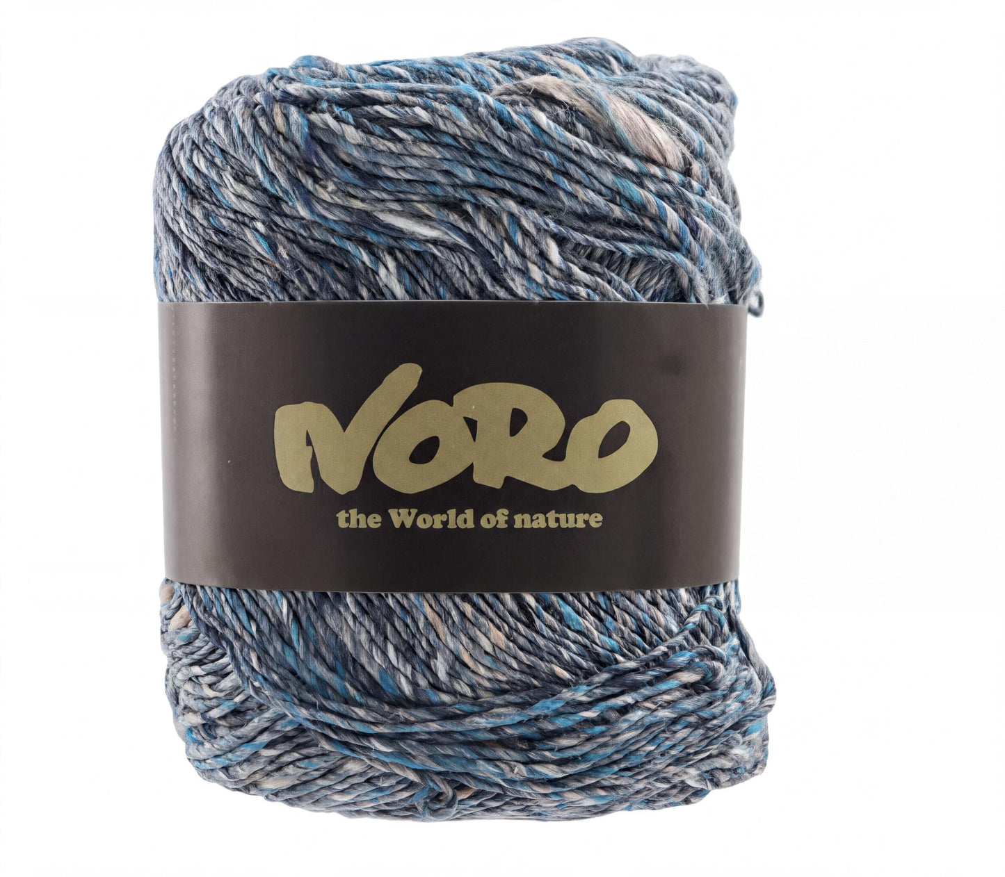A ball of yarn with a black label that says "Noro the World of nature".