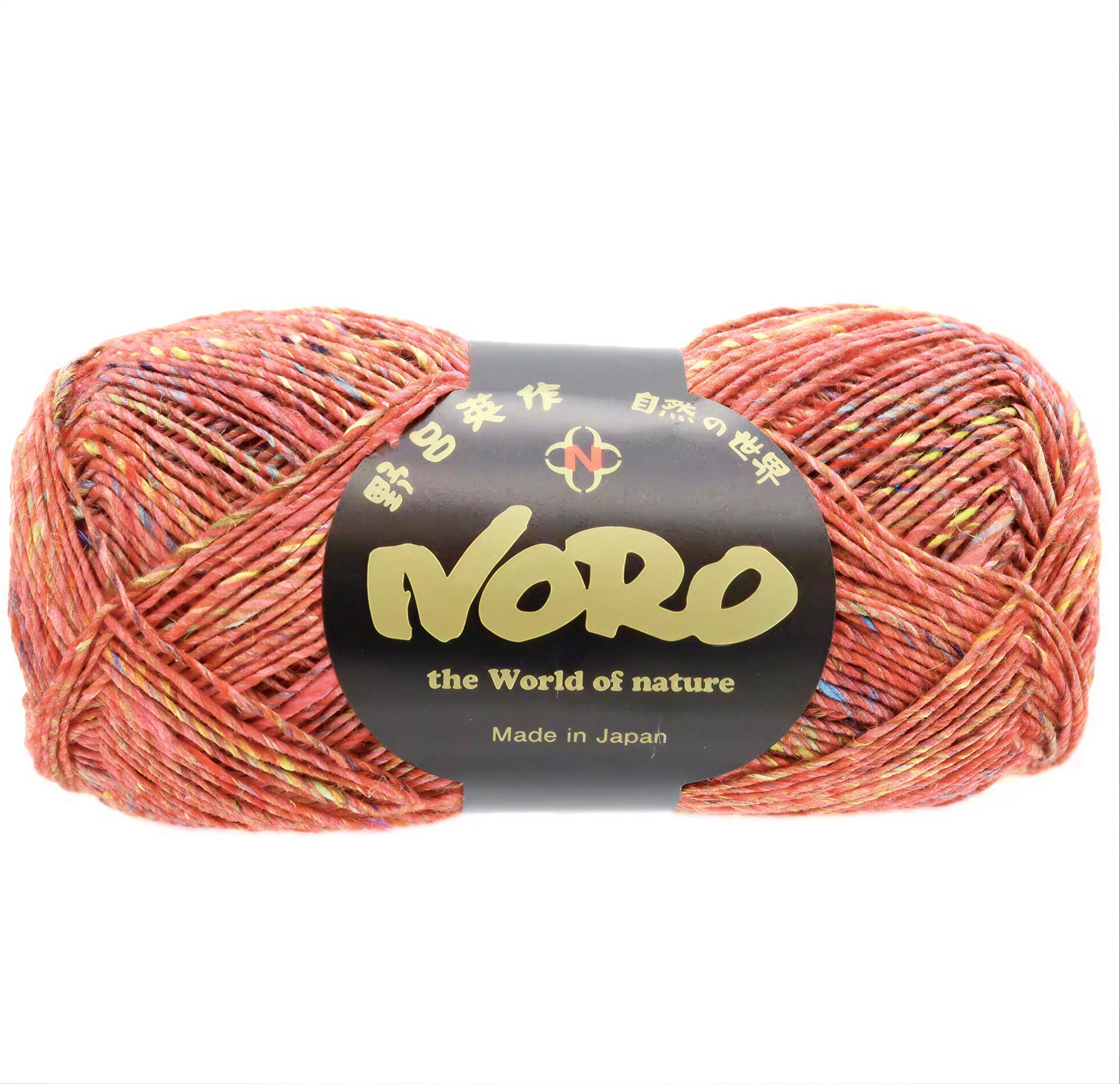 A ball of multicolored yarn with a label that reads "Nero the World of nature Made in Japan".