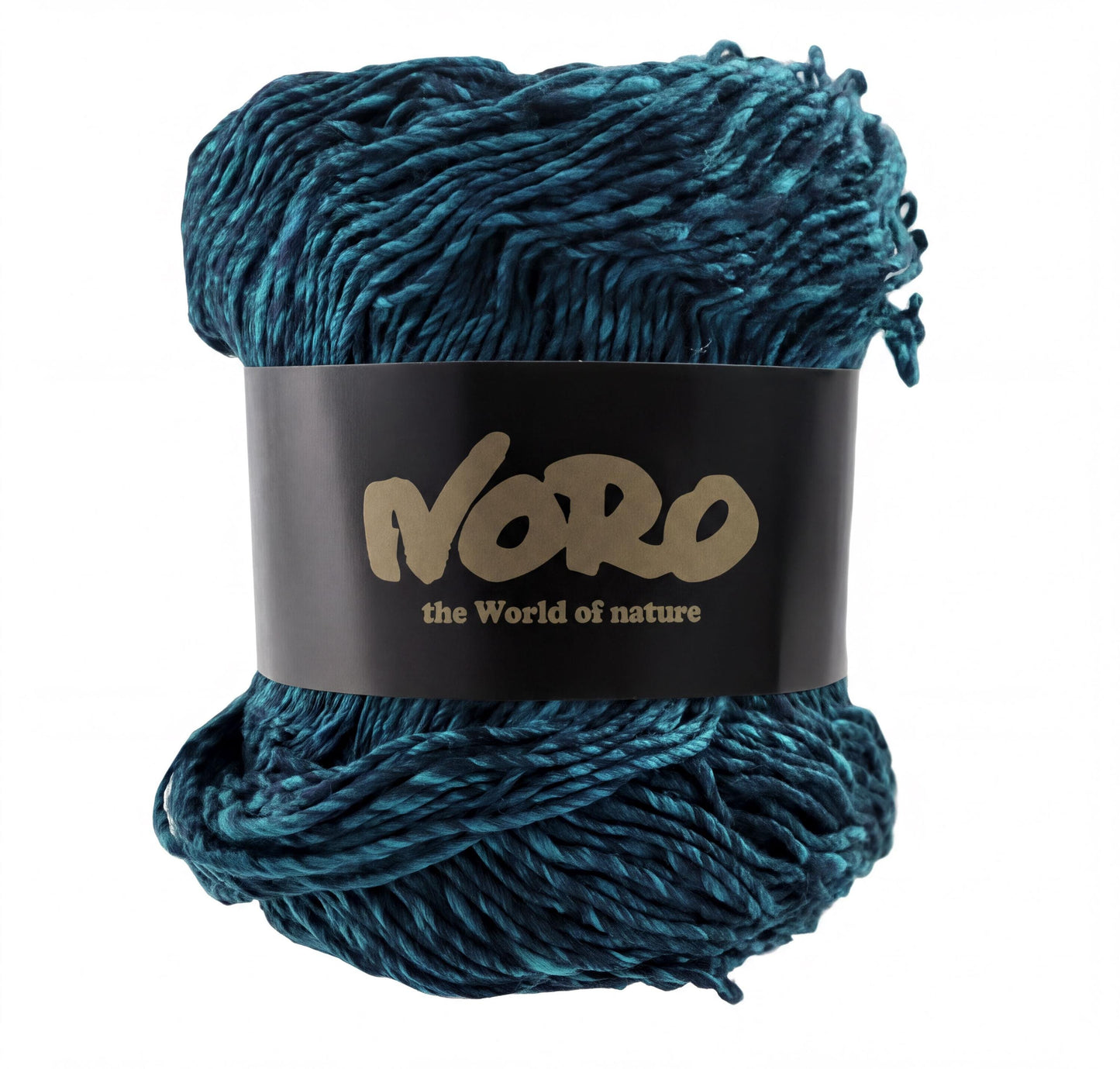 A ball of blue yarn with the text "NERO the World of nature" printed on it.